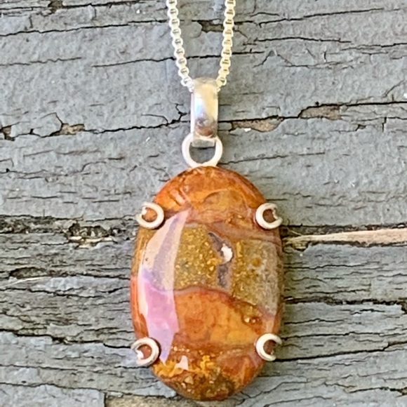 925 Silver Handmade Hungarian Agate Oval Necklace - Picture 1 of 7